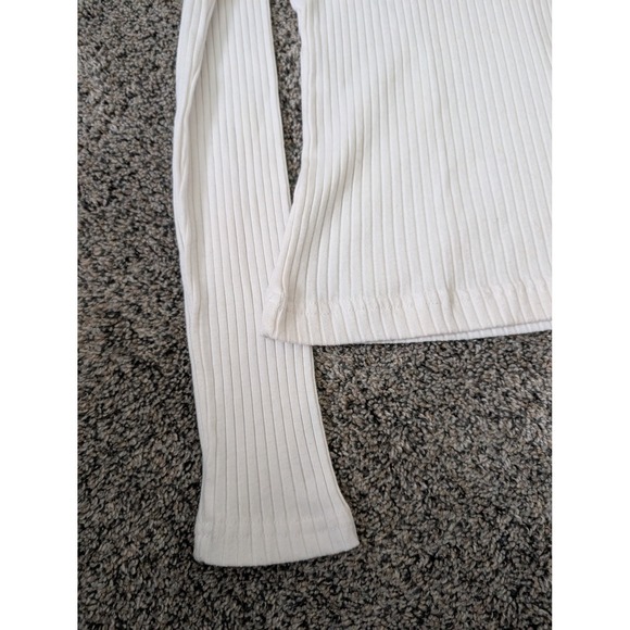 Joujou Womens Ribbed Turtleneck Sweater White Long Sleeve Y2K Size Medium - Picture 3 of 4